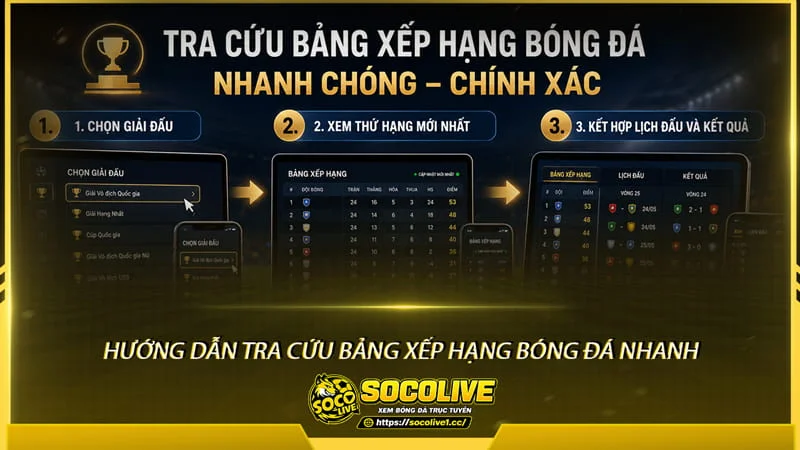 Hướng dẫn tra cứu bảng xếp hạng bóng đá nhanh tại website Socolive
