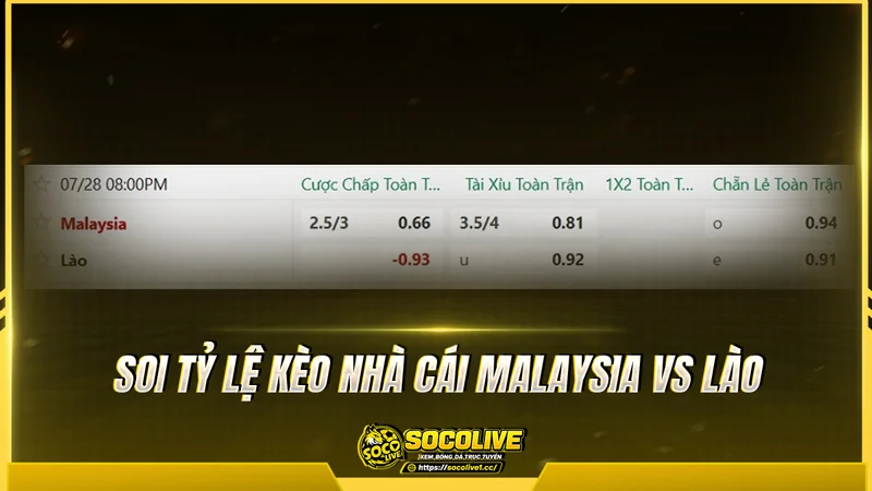 Soi tỷ lệ kèo nhà cái Malaysia vs Lào