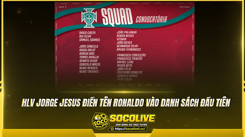 HLV Jorge Jesus điền tên Ronaldo vào danh sách đầu tiên